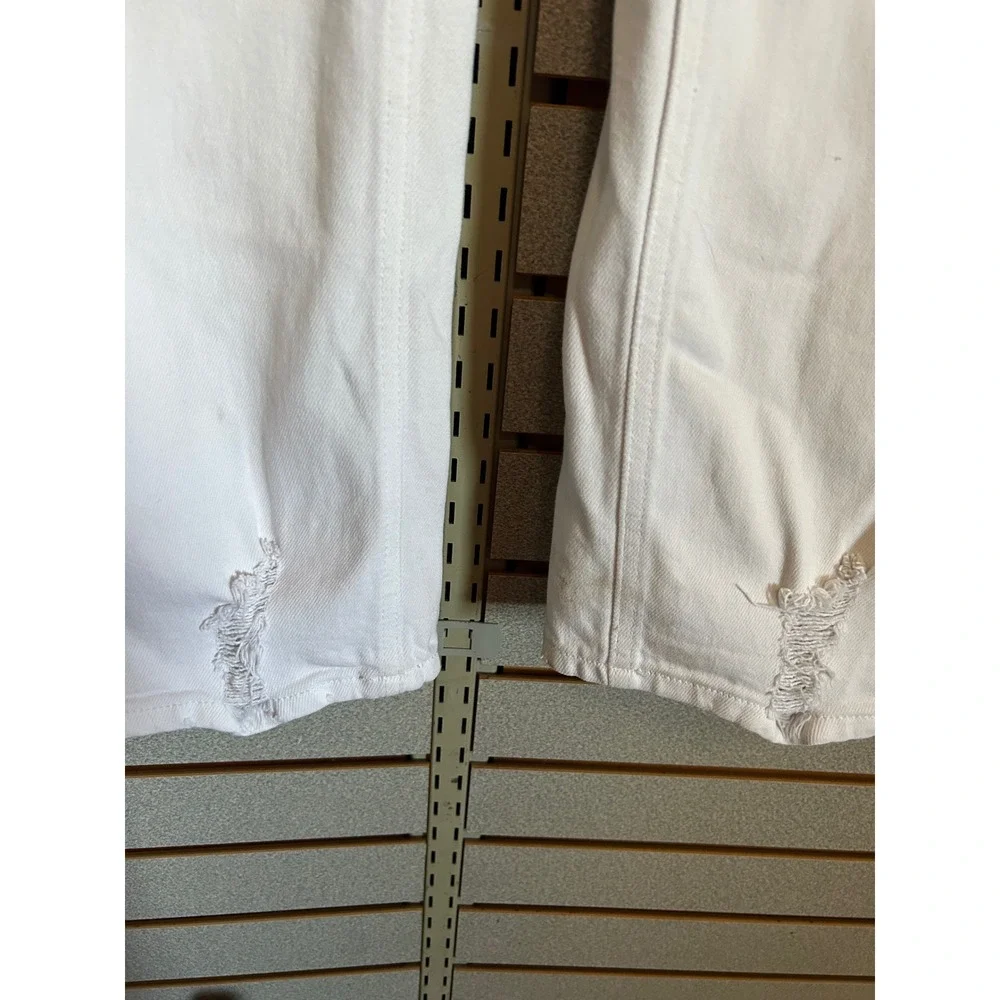 KanCan Womens White High Rise Straight Leg Distressed Hem Jeans KC5217WT Size 29